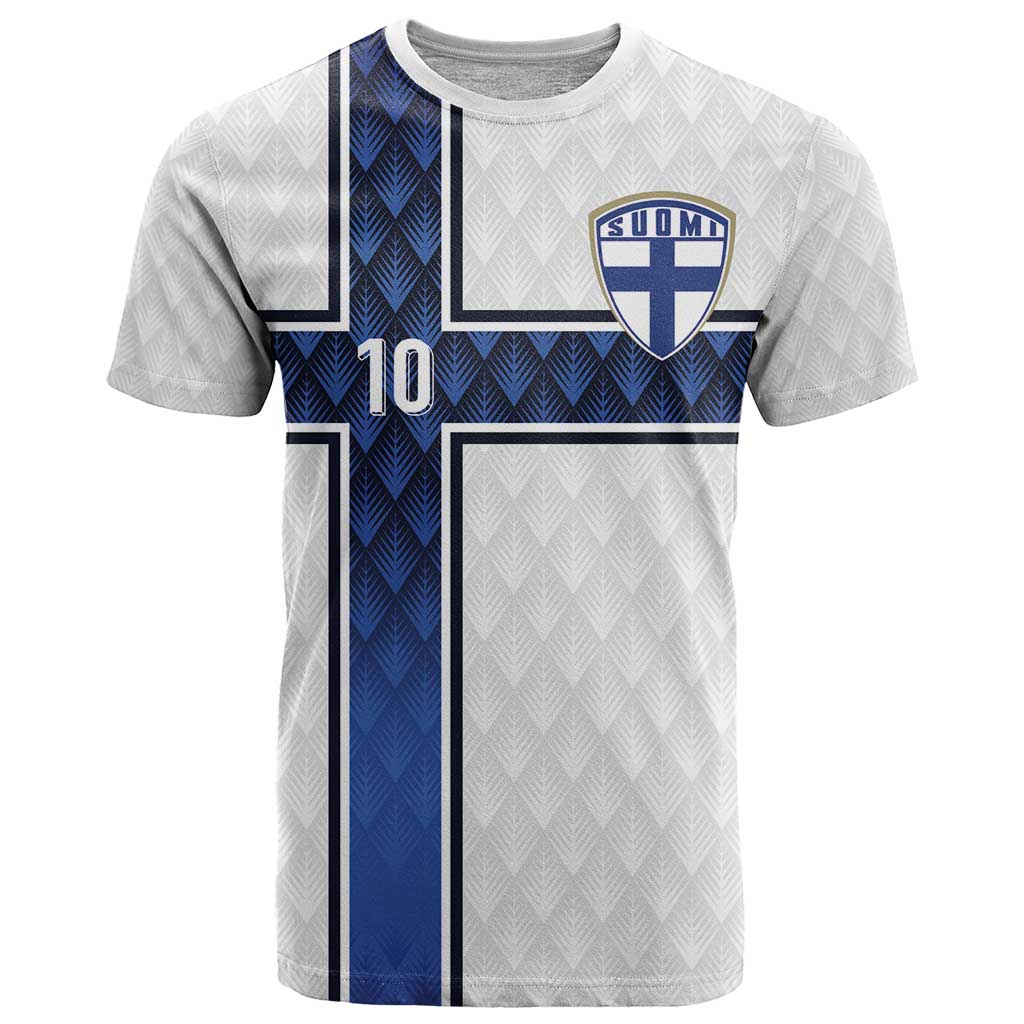 Custom Finland National Football T Shirt Pine Trees with Diamond Shapes - Wonder Print Shop