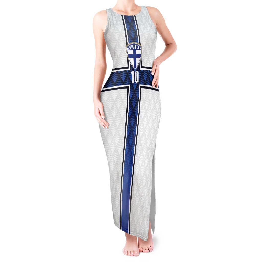 Custom Finland National Football Tank Maxi Dress Pine Trees with Diamond Shapes - Wonder Print Shop