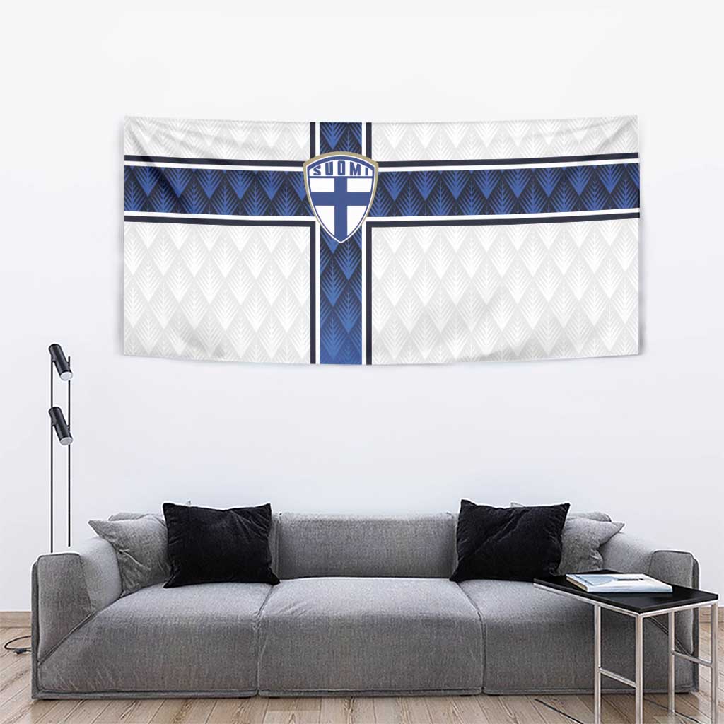 Finland National Football Tapestry Pine Trees with Diamond Shapes - Wonder Print Shop