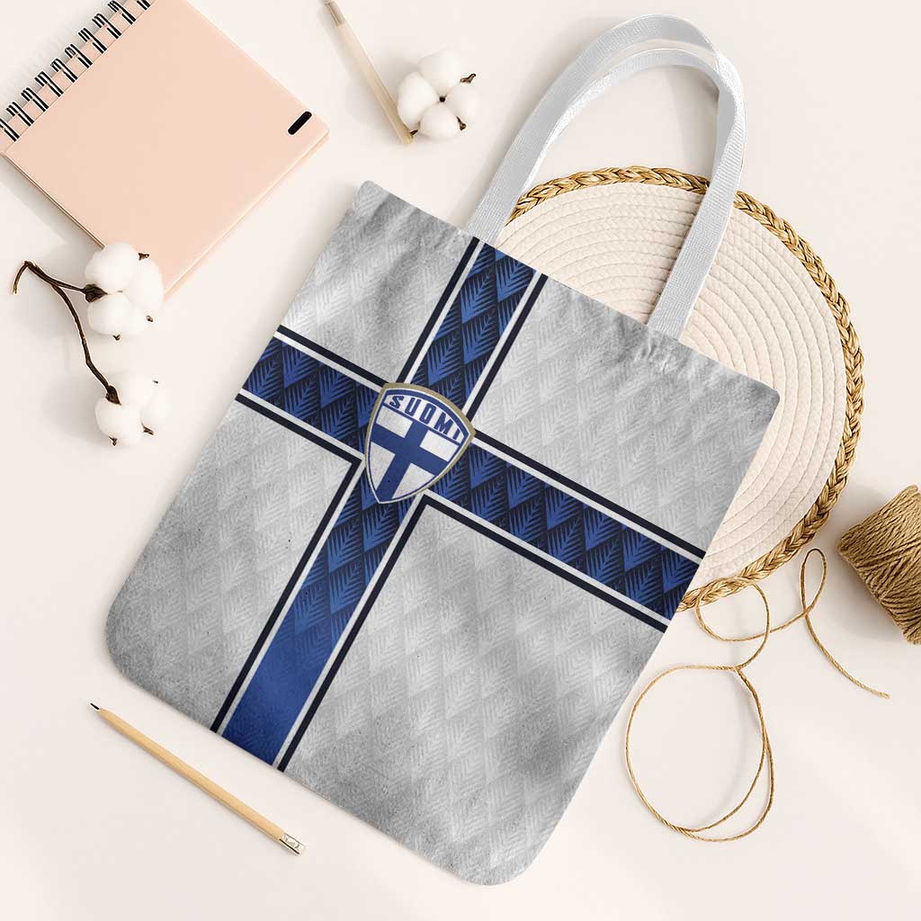 Finland National Football Tote Bag Pine Trees with Diamond Shapes - Wonder Print Shop