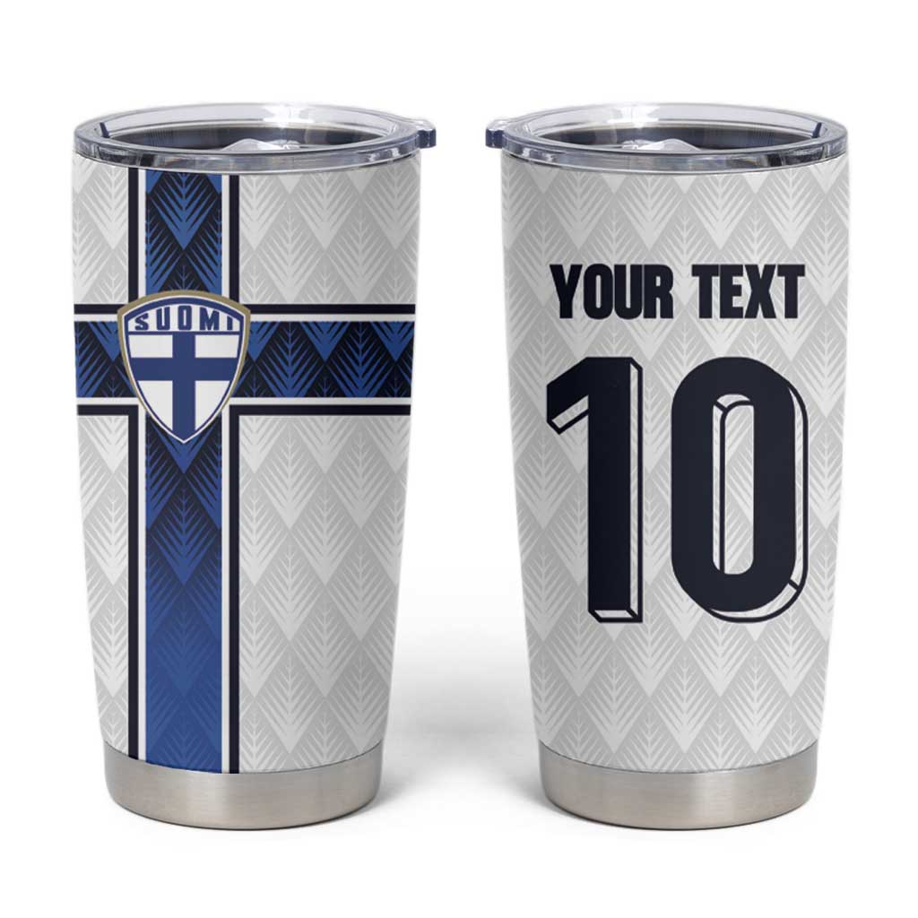 Custom Finland National Football Tumbler Cup Pine Trees with Diamond Shapes - Wonder Print Shop