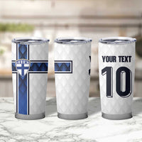 Custom Finland National Football Tumbler Cup Pine Trees with Diamond Shapes - Wonder Print Shop