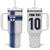 Custom Finland National Football Tumbler With Handle Pine Trees with Diamond Shapes - Wonder Print Shop