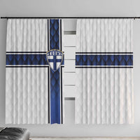 Finland National Football Window Curtain Pine Trees with Diamond Shapes - Wonder Print Shop