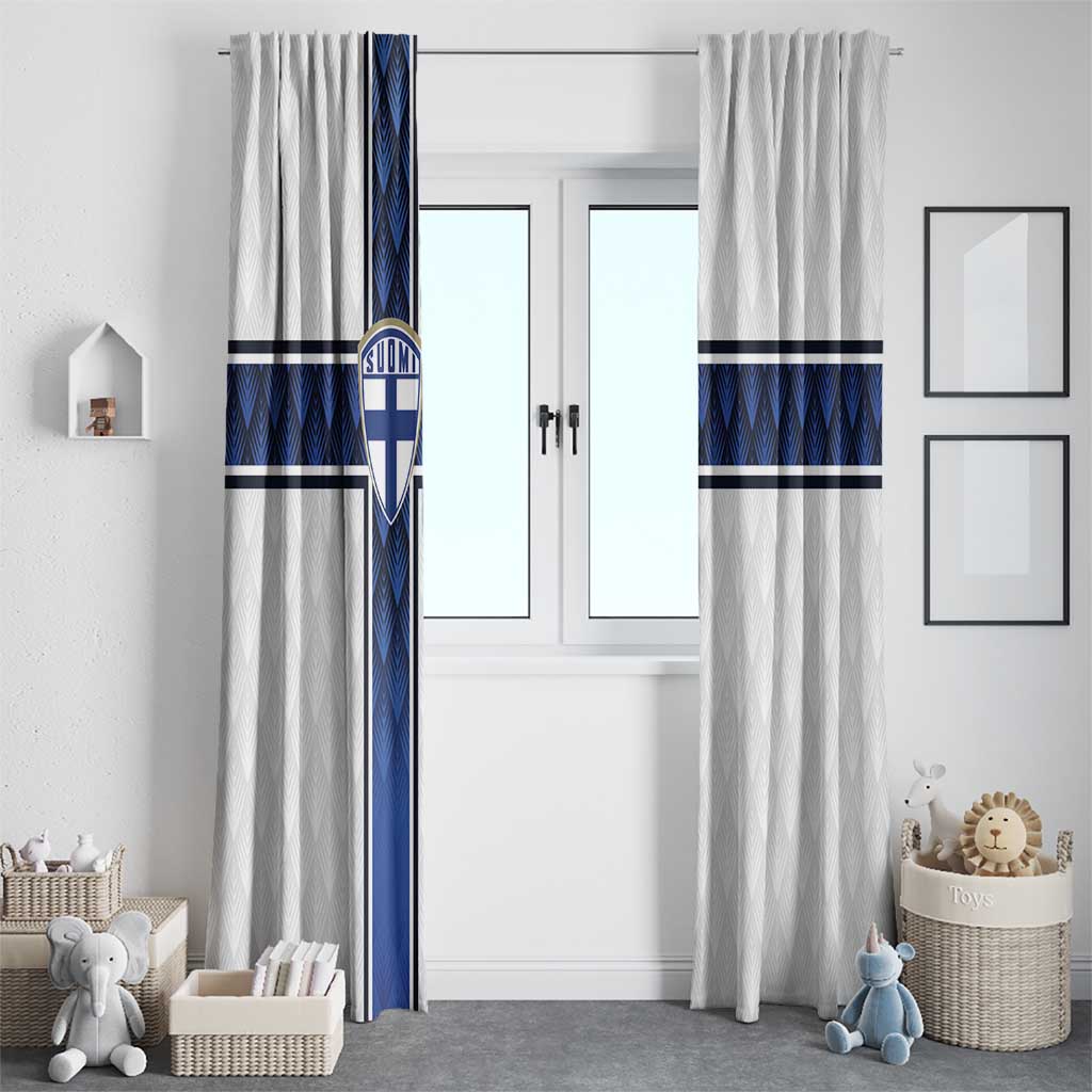 Finland National Football Window Curtain Pine Trees with Diamond Shapes - Wonder Print Shop