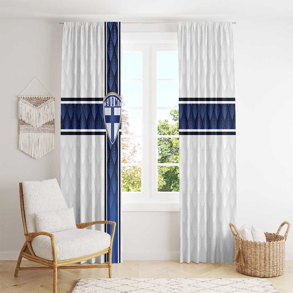 Finland National Football Window Curtain Pine Trees with Diamond Shapes - Wonder Print Shop