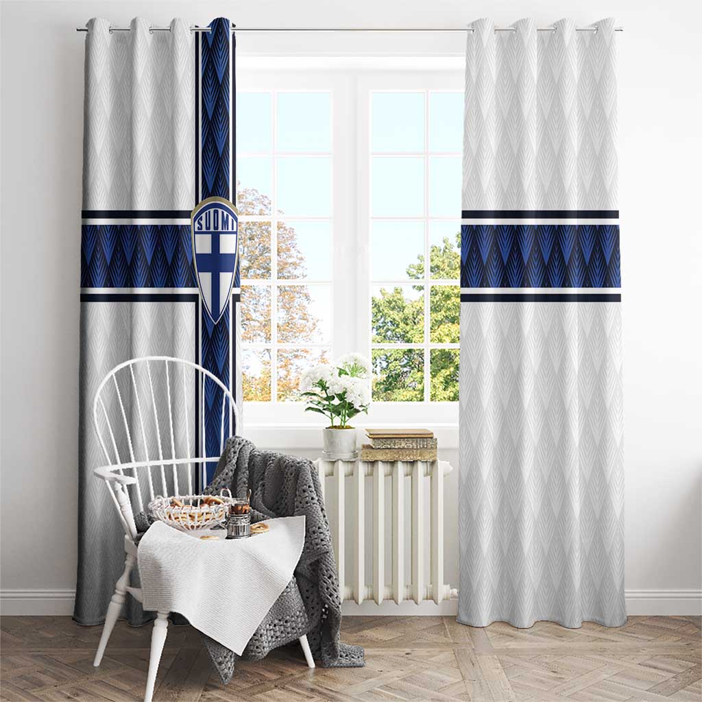 Finland National Football Window Curtain Pine Trees with Diamond Shapes - Wonder Print Shop