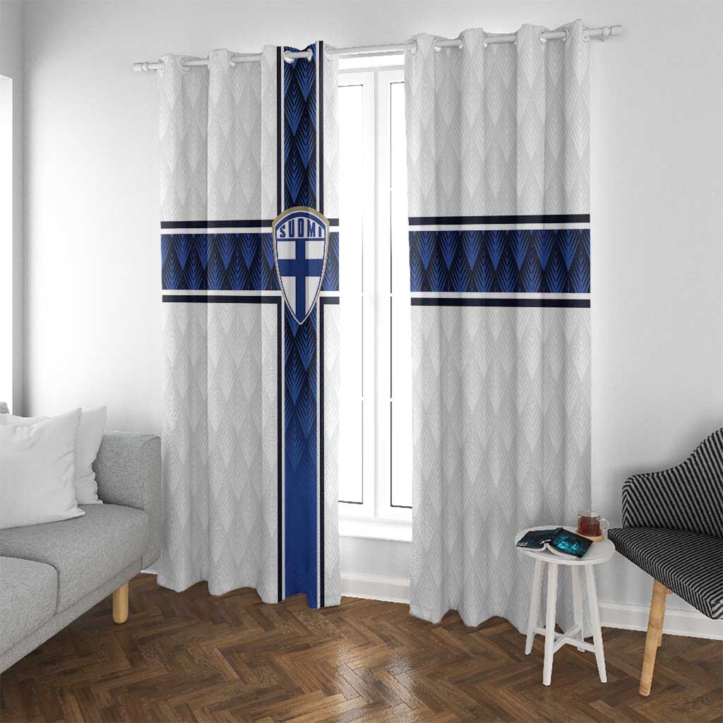 Finland National Football Window Curtain Pine Trees with Diamond Shapes - Wonder Print Shop