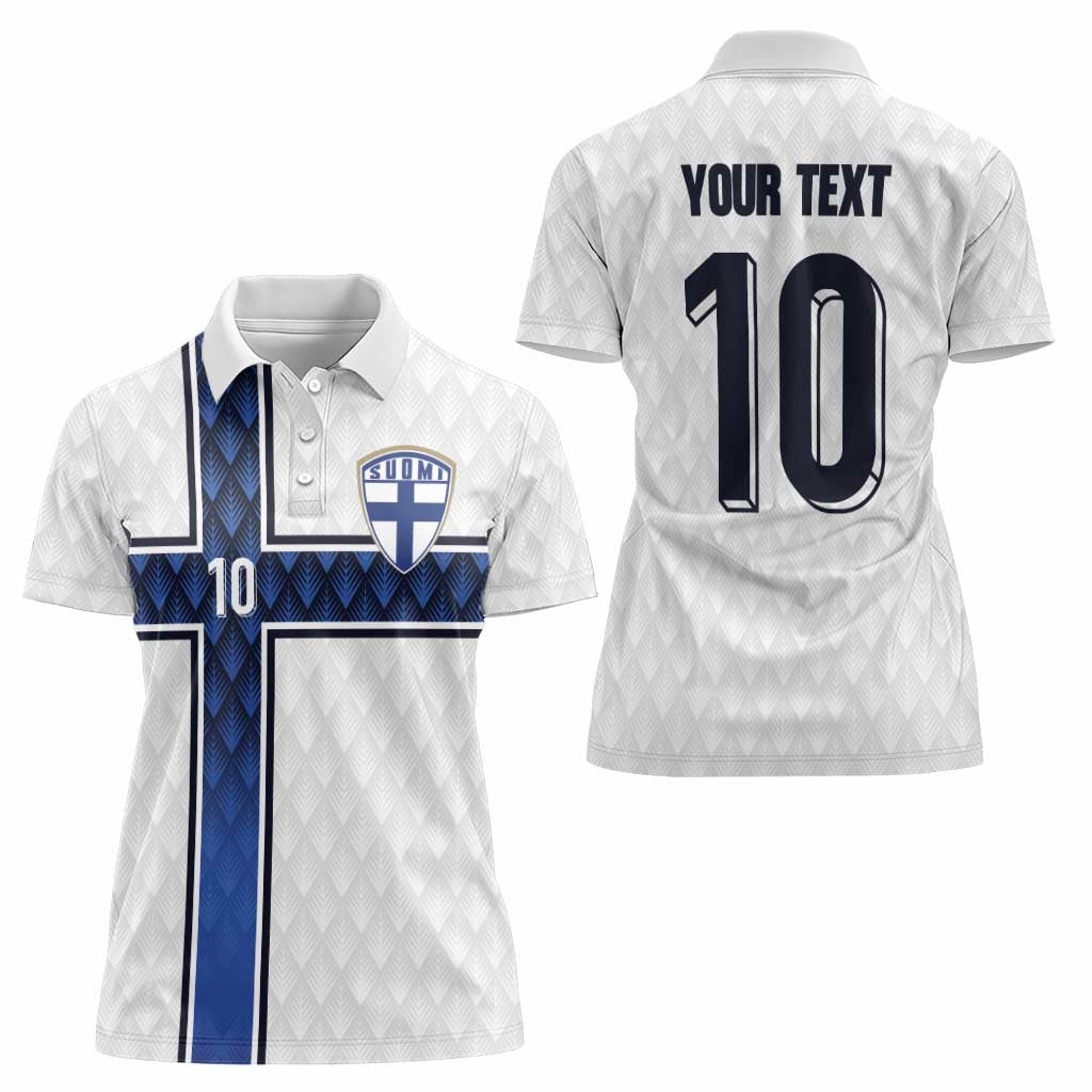 Custom Finland National Football Women Polo Shirt Pine Trees with Diamond Shapes - Wonder Print Shop