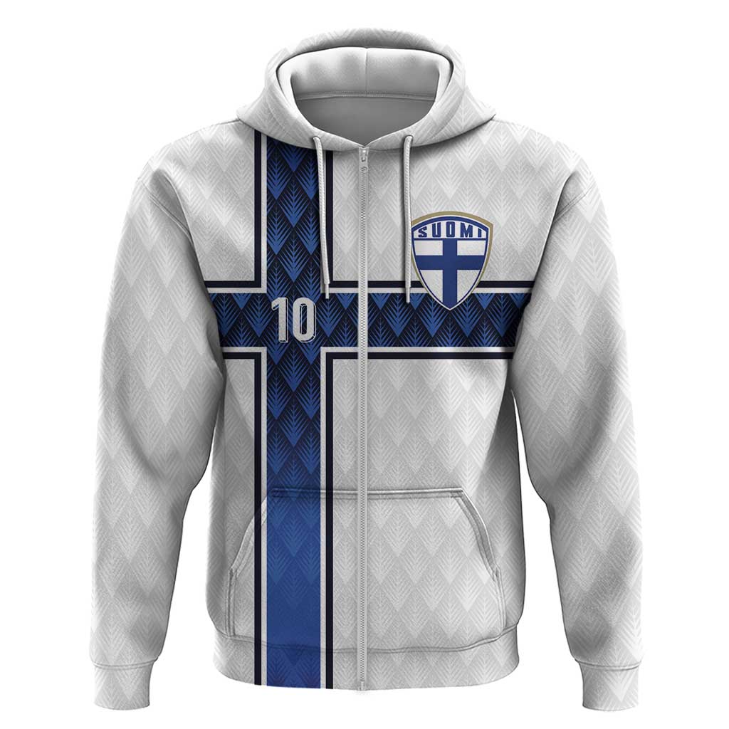 Custom Finland National Football Zip Hoodie Pine Trees with Diamond Shapes - Wonder Print Shop