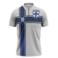 Custom Finland National Football Zipper Polo Shirt Pine Trees with Diamond Shapes - Wonder Print Shop