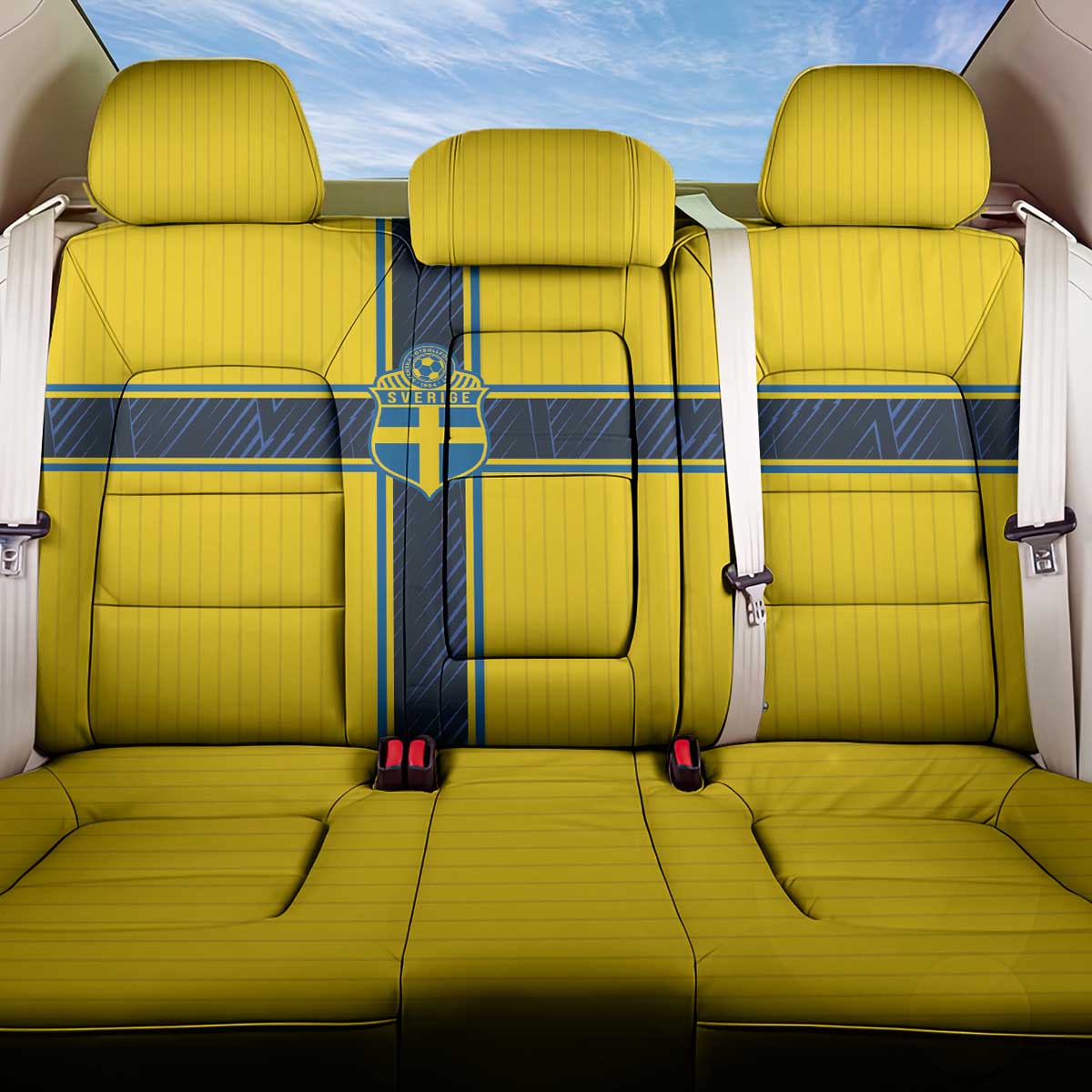 Sweden National Football Back Car Seat Cover Glory The Blue and Yellow - Wonder Print Shop