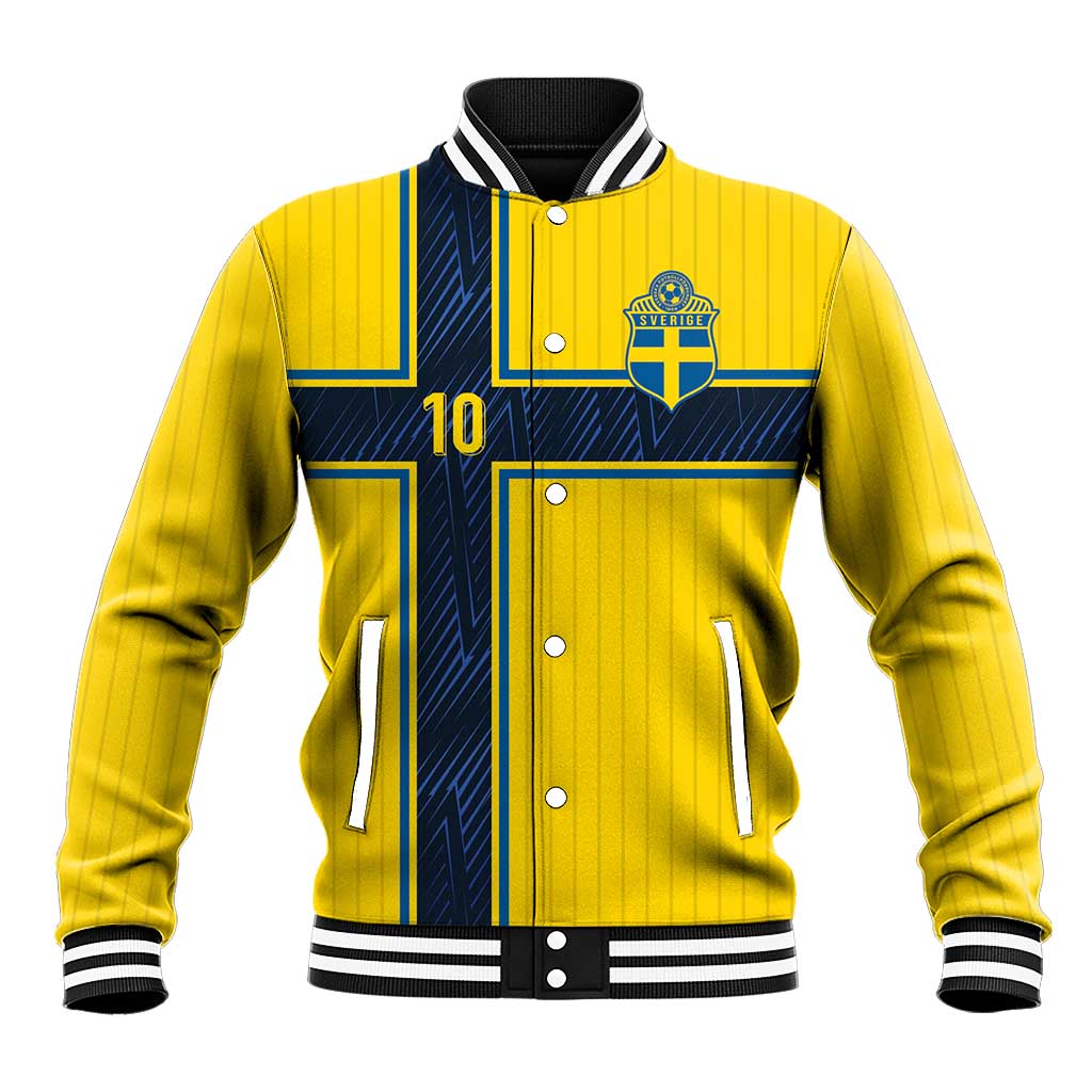 Custom Sweden National Football Baseball Jacket Glory The Blue and Yellow - Wonder Print Shop