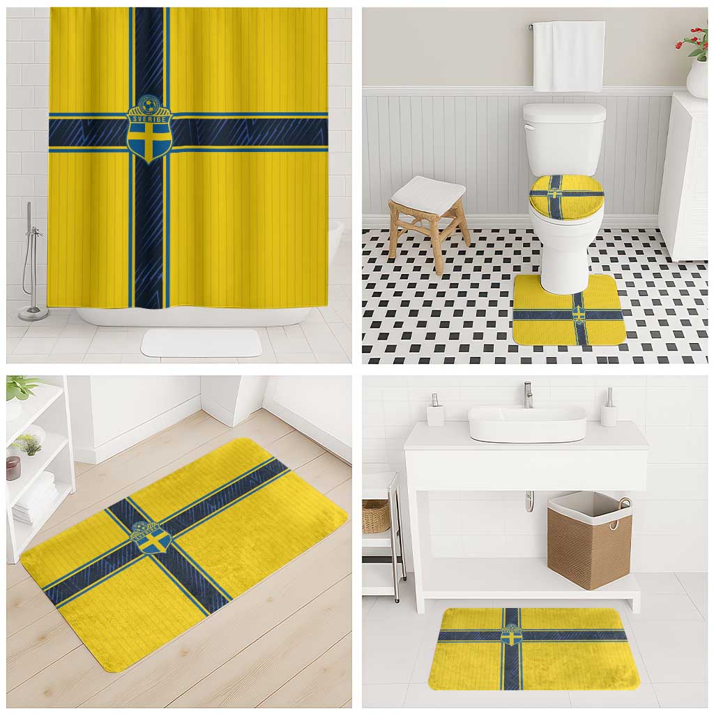 Sweden National Football Bathroom Set Glory The Blue and Yellow - Wonder Print Shop