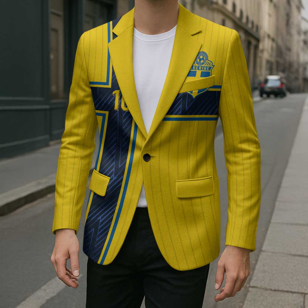 Custom Sweden National Football Blazer Glory The Blue and Yellow - Wonder Print Shop