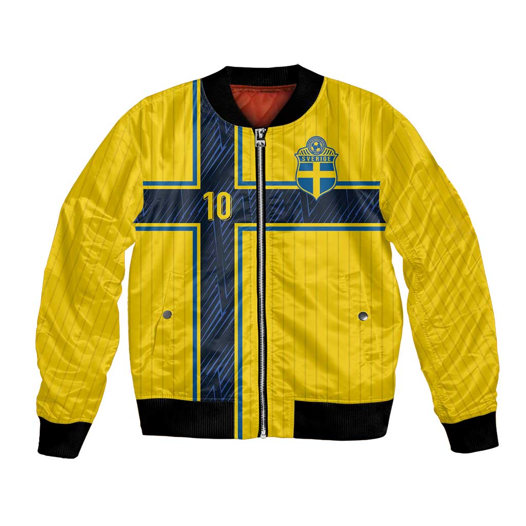 Custom Sweden National Football Bomber Jacket Glory The Blue and Yellow - Wonder Print Shop