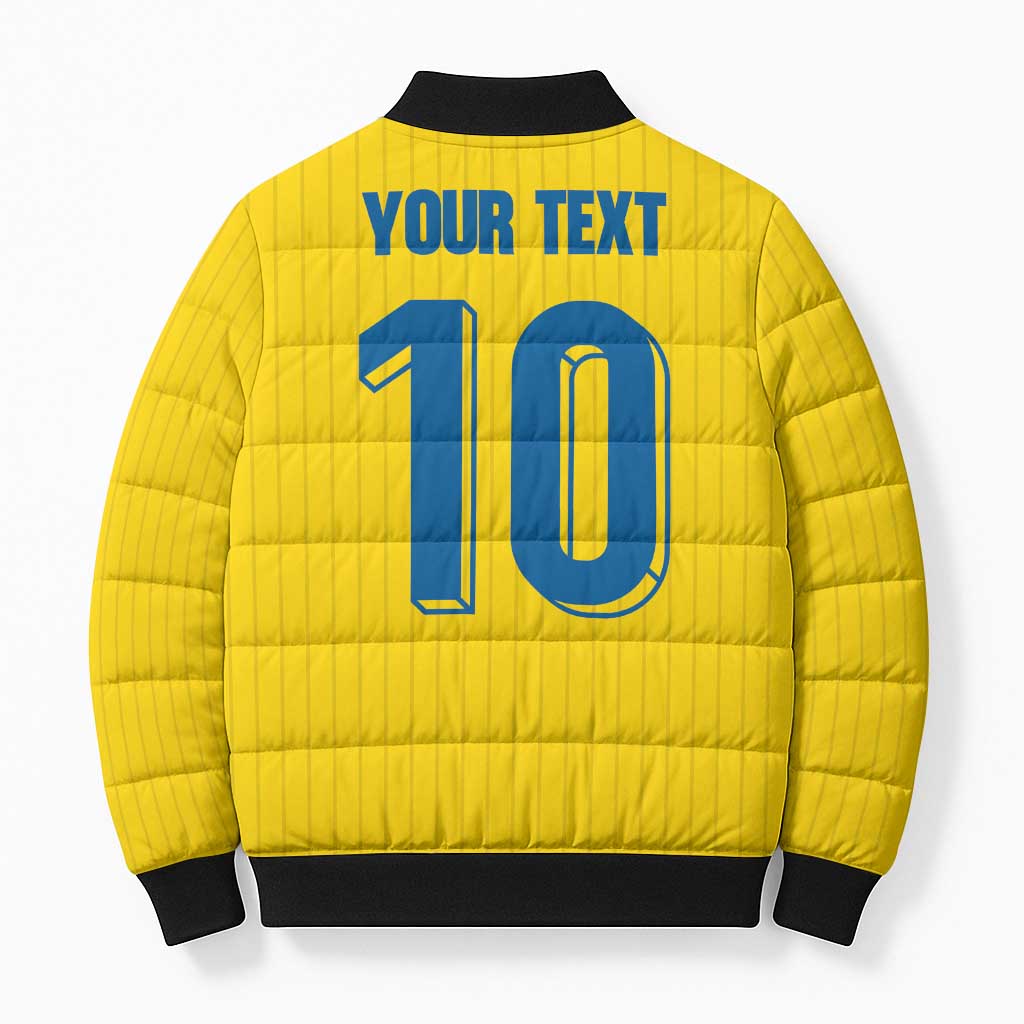 Custom Sweden National Football Bomber Puffer Jacket Glory The Blue and Yellow - Wonder Print Shop