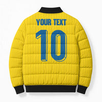 Custom Sweden National Football Bomber Puffer Jacket Glory The Blue and Yellow - Wonder Print Shop