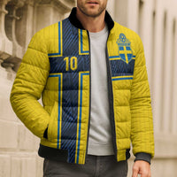 Custom Sweden National Football Bomber Puffer Jacket Glory The Blue and Yellow - Wonder Print Shop