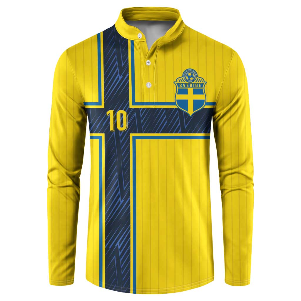 Custom Sweden National Football Button Sweatshirt Glory The Blue and Yellow - Wonder Print Shop