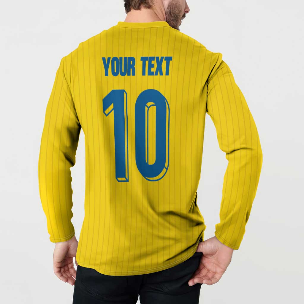 Custom Sweden National Football Button Sweatshirt Glory The Blue and Yellow - Wonder Print Shop