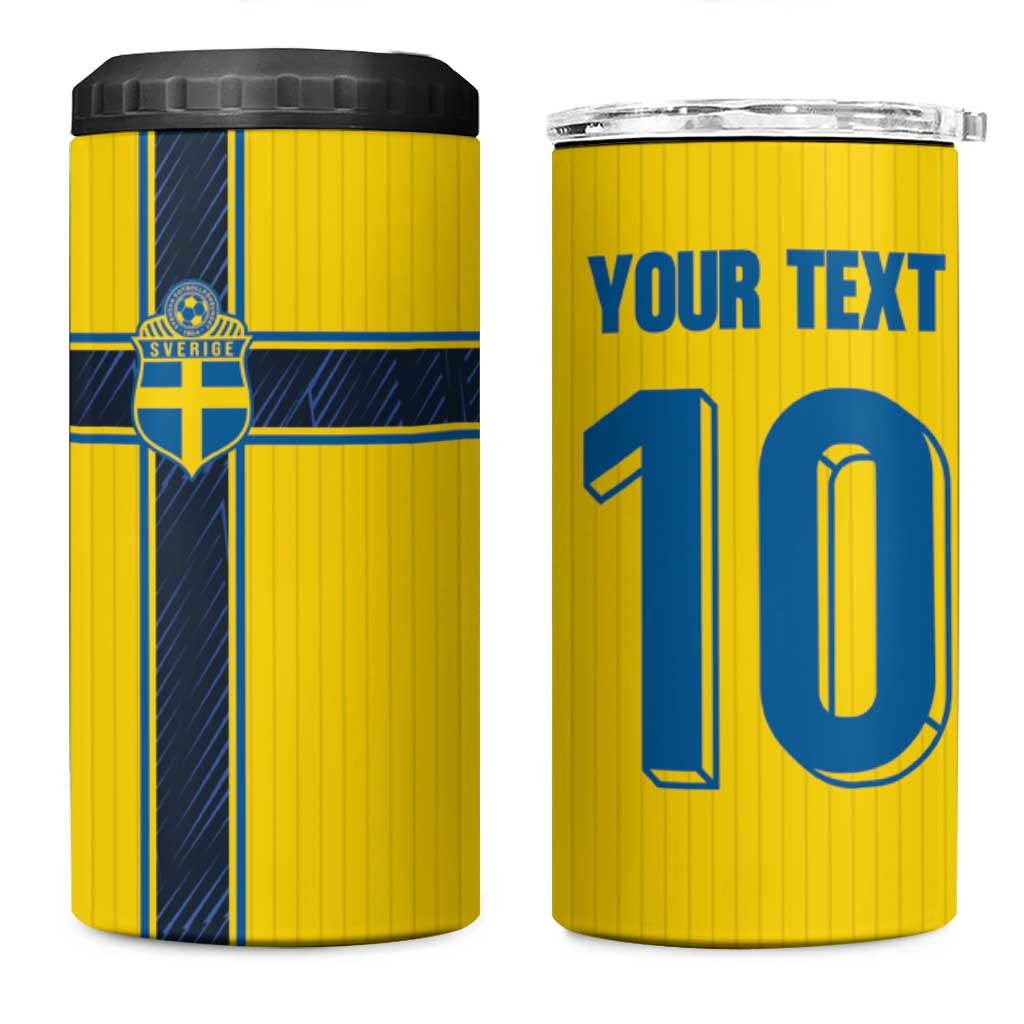 Custom Sweden National Football 4 in 1 Can Cooler Tumbler Glory The Blue and Yellow - Wonder Print Shop
