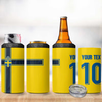 Custom Sweden National Football 4 in 1 Can Cooler Tumbler Glory The Blue and Yellow - Wonder Print Shop