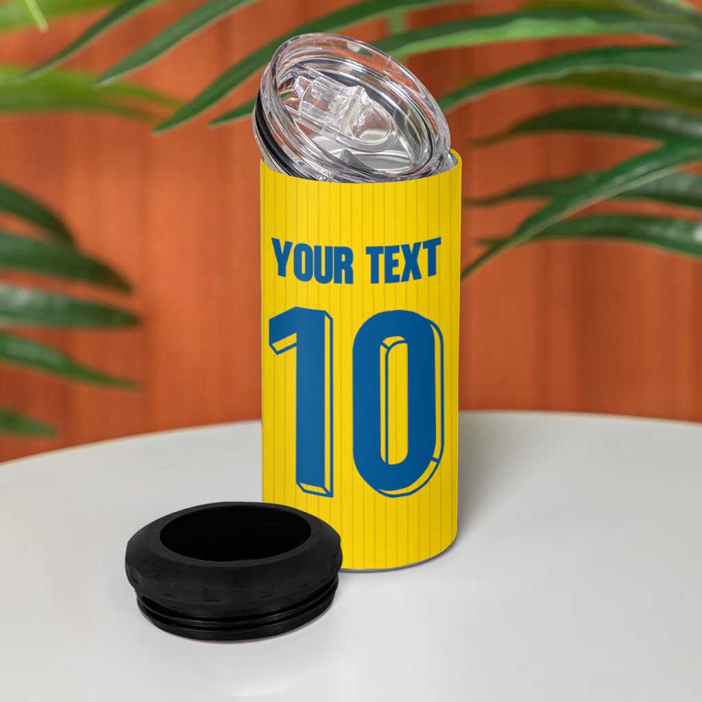 Custom Sweden National Football 4 in 1 Can Cooler Tumbler Glory The Blue and Yellow - Wonder Print Shop