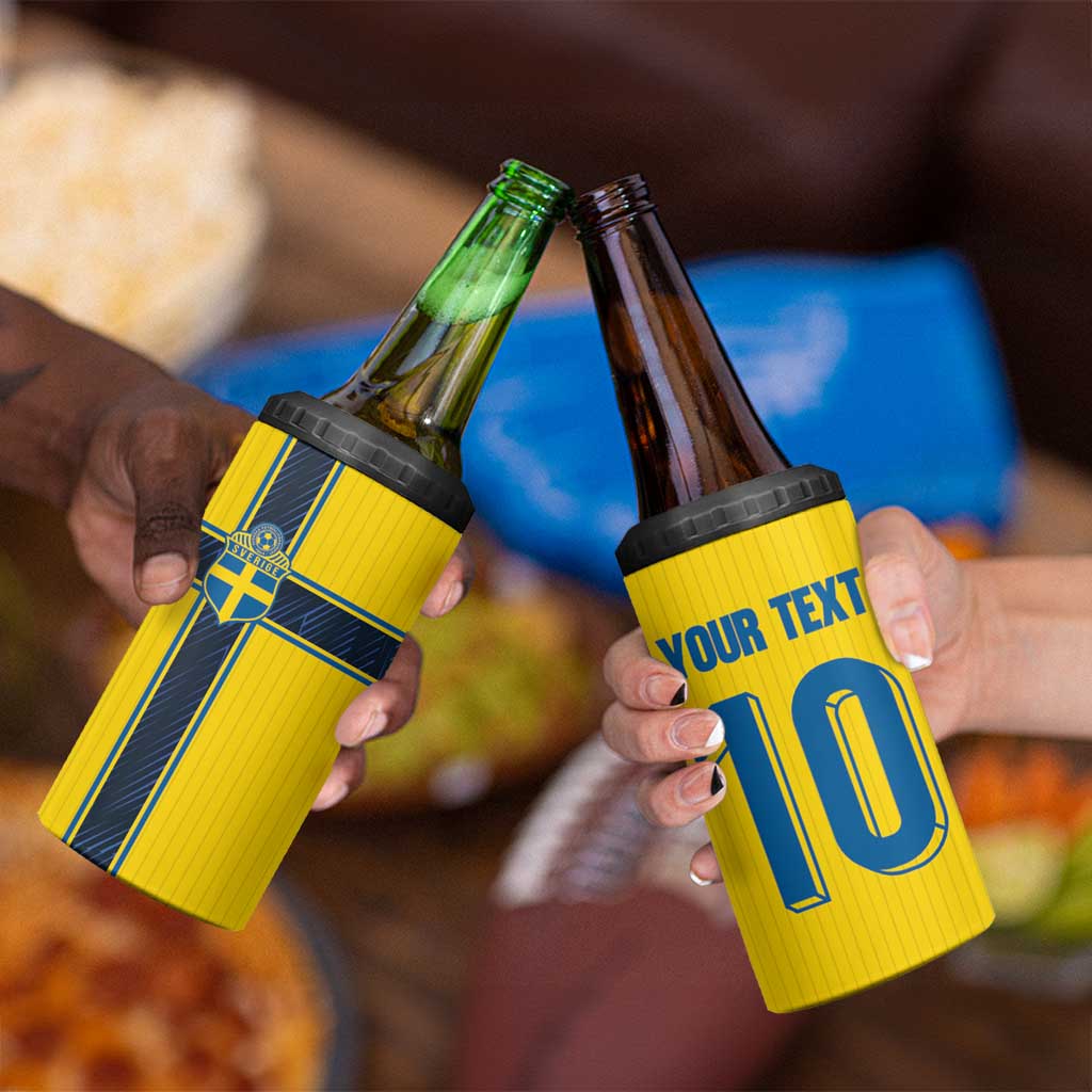 Custom Sweden National Football 4 in 1 Can Cooler Tumbler Glory The Blue and Yellow - Wonder Print Shop
