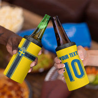 Custom Sweden National Football 4 in 1 Can Cooler Tumbler Glory The Blue and Yellow - Wonder Print Shop