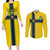Custom Sweden National Football Couples Matching Long Sleeve Bodycon Dress and Long Sleeve Button Shirt Glory The Blue and Yellow - Wonder Print Shop