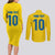 Custom Sweden National Football Couples Matching Long Sleeve Bodycon Dress and Long Sleeve Button Shirt Glory The Blue and Yellow - Wonder Print Shop