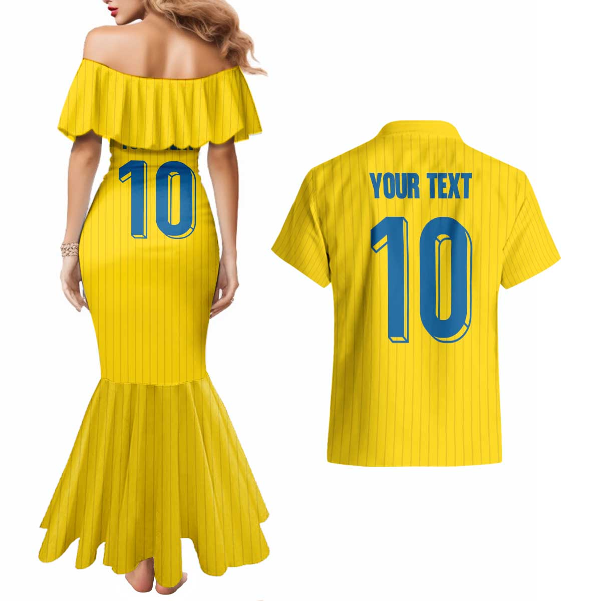 Custom Sweden National Football Couples Matching Mermaid Dress and Hawaiian Shirt Glory The Blue and Yellow - Wonder Print Shop