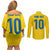 Custom Sweden National Football Couples Matching Off Shoulder Short Dress and Long Sleeve Button Shirt Glory The Blue and Yellow - Wonder Print Shop