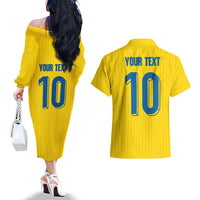 Custom Sweden National Football Couples Matching Off The Shoulder Long Sleeve Dress and Hawaiian Shirt Glory The Blue and Yellow - Wonder Print Shop