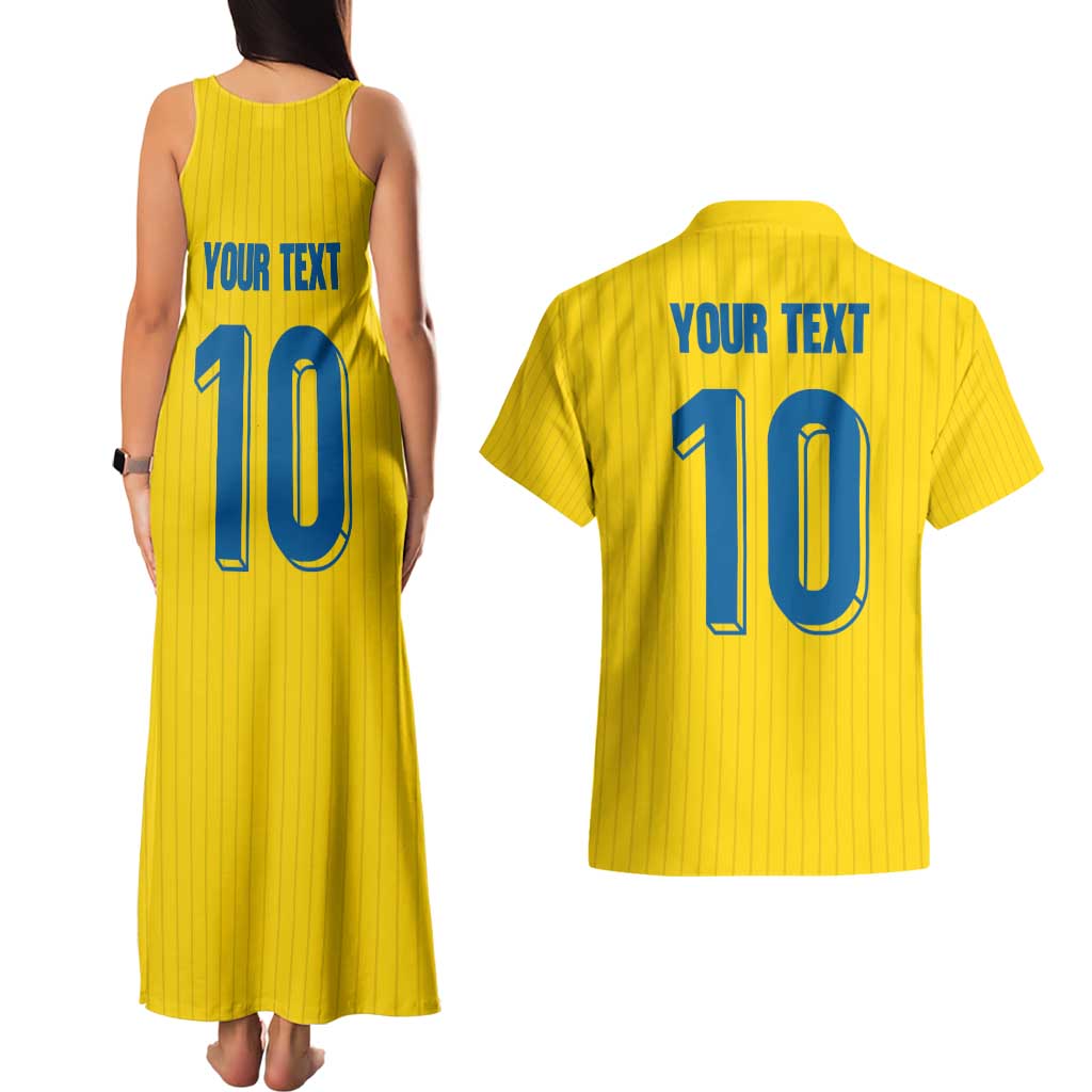 Custom Sweden National Football Couples Matching Tank Maxi Dress and Hawaiian Shirt Glory The Blue and Yellow - Wonder Print Shop