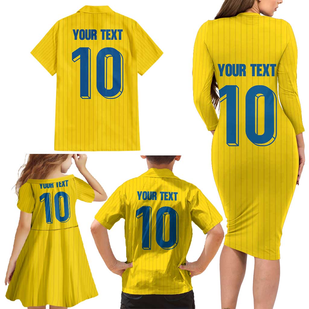 Custom Sweden National Football Family Matching Long Sleeve Bodycon Dress and Hawaiian Shirt Glory The Blue and Yellow - Wonder Print Shop