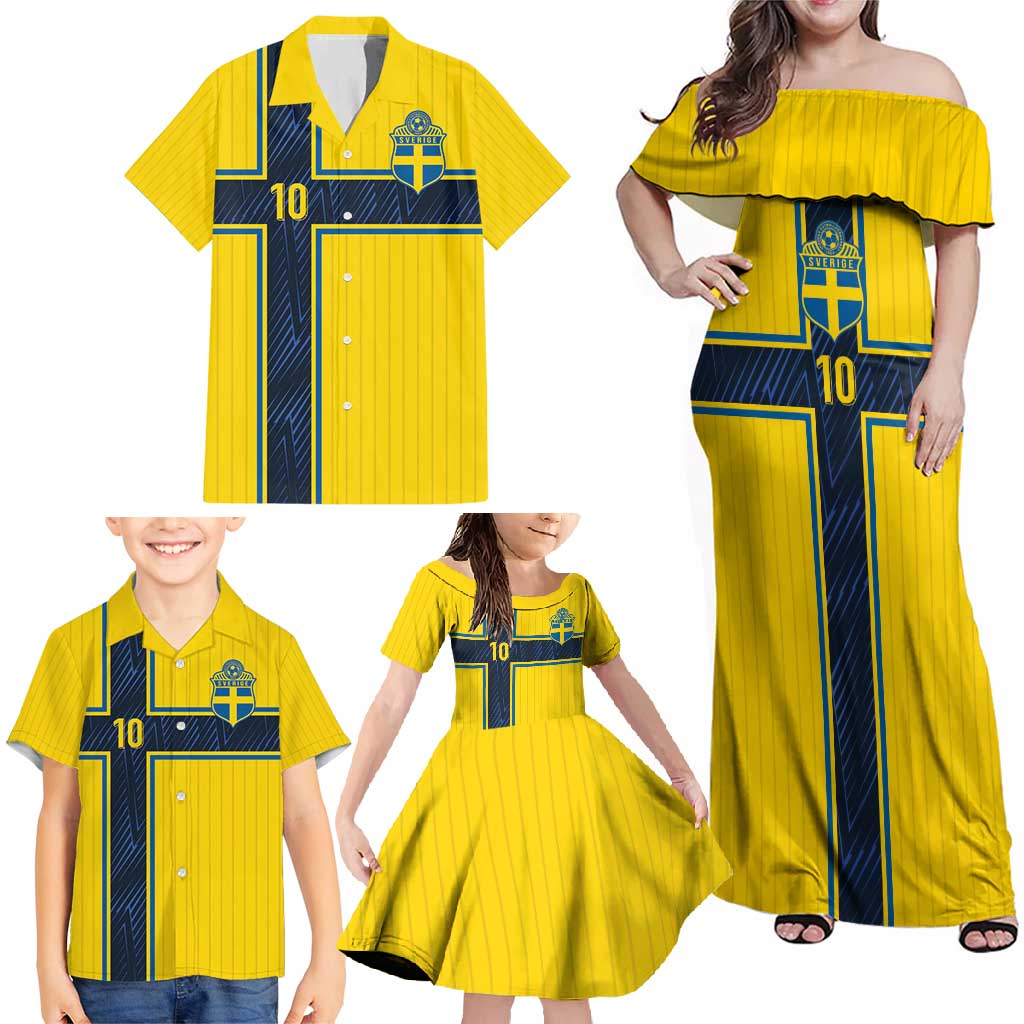 Custom Sweden National Football Family Matching Off Shoulder Maxi Dress and Hawaiian Shirt Glory The Blue and Yellow - Wonder Print Shop