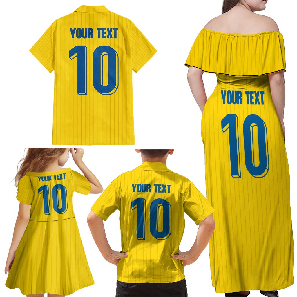 Custom Sweden National Football Family Matching Off Shoulder Maxi Dress and Hawaiian Shirt Glory The Blue and Yellow - Wonder Print Shop