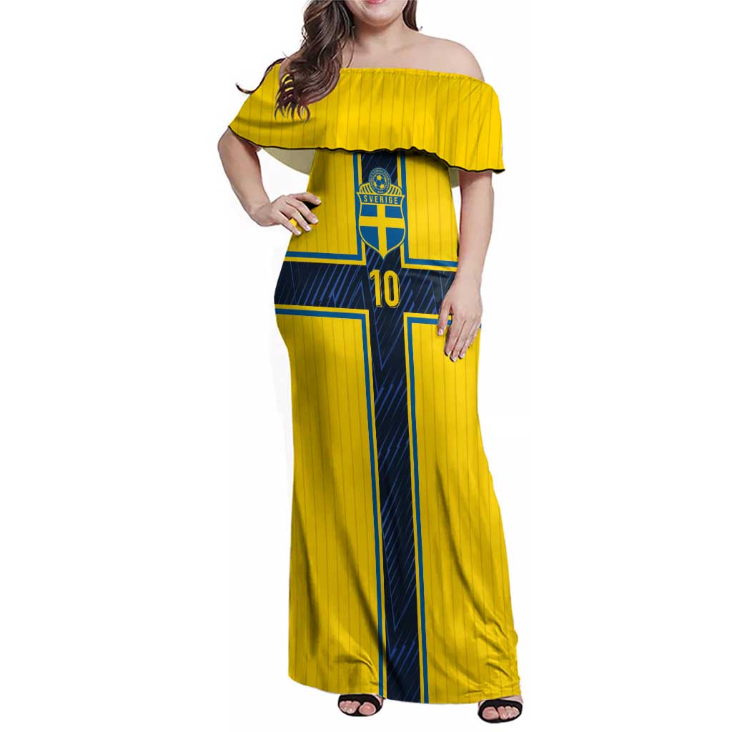 Custom Sweden National Football Family Matching Off Shoulder Maxi Dress and Hawaiian Shirt Glory The Blue and Yellow - Wonder Print Shop