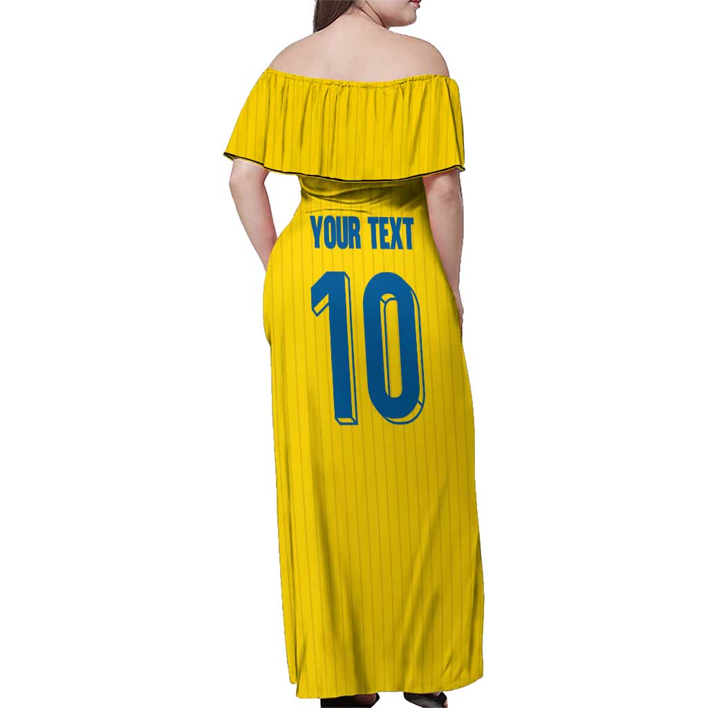 Custom Sweden National Football Family Matching Off Shoulder Maxi Dress and Hawaiian Shirt Glory The Blue and Yellow - Wonder Print Shop