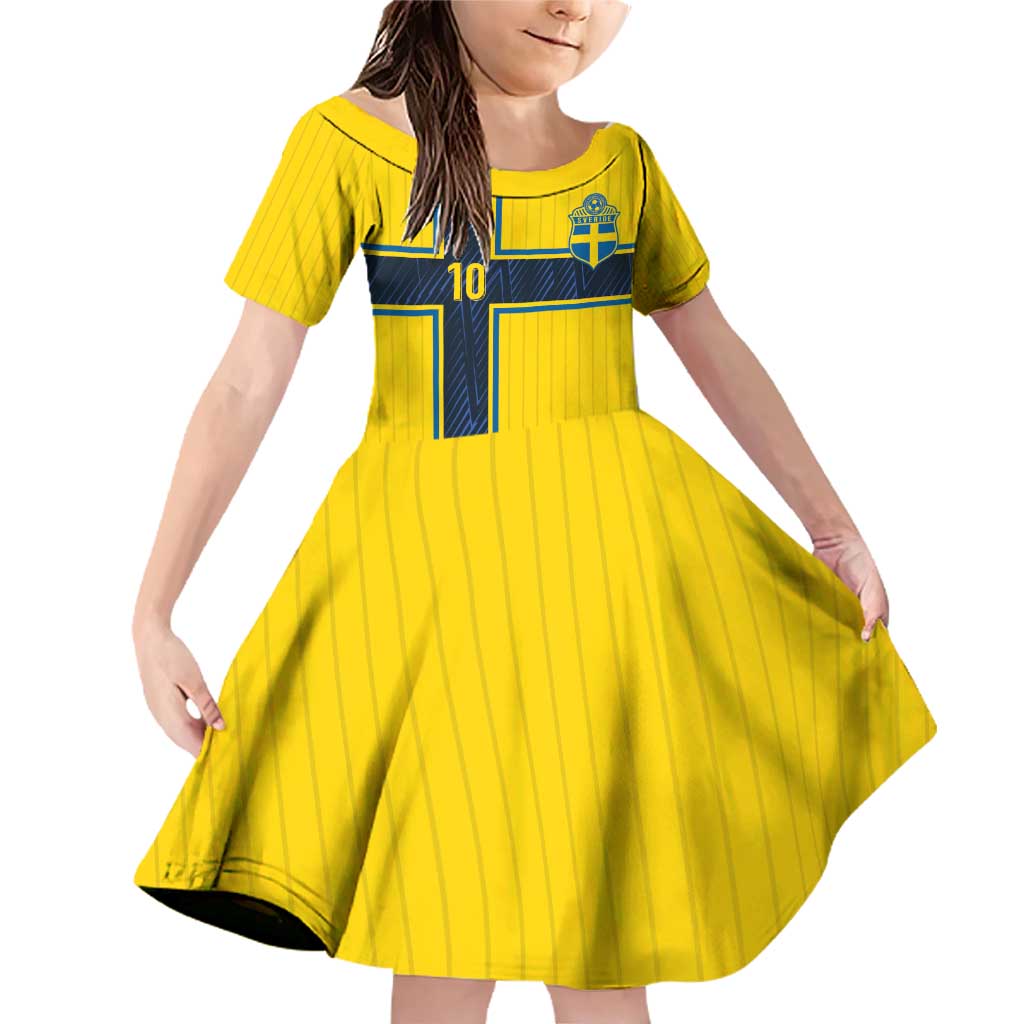 Custom Sweden National Football Family Matching Off Shoulder Short Dress and Hawaiian Shirt Glory The Blue and Yellow - Wonder Print Shop