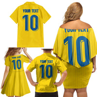 Custom Sweden National Football Family Matching Off Shoulder Short Dress and Hawaiian Shirt Glory The Blue and Yellow - Wonder Print Shop