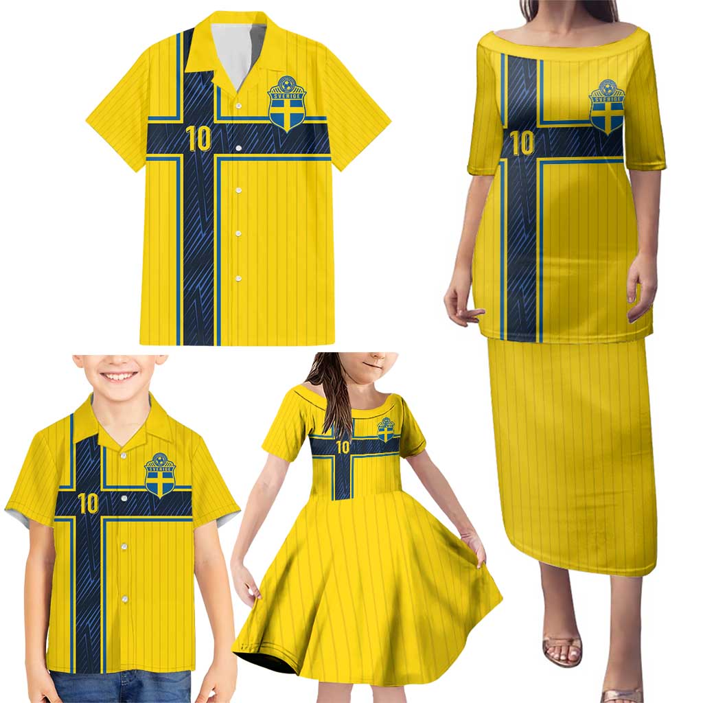 Custom Sweden National Football Family Matching Puletasi and Hawaiian Shirt Glory The Blue and Yellow - Wonder Print Shop