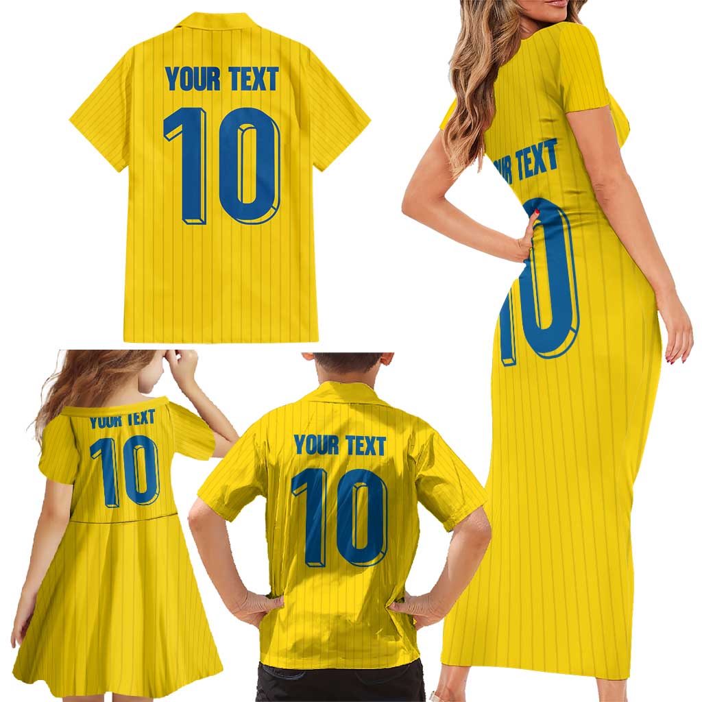 Custom Sweden National Football Family Matching Short Sleeve Bodycon Dress and Hawaiian Shirt Glory The Blue and Yellow - Wonder Print Shop