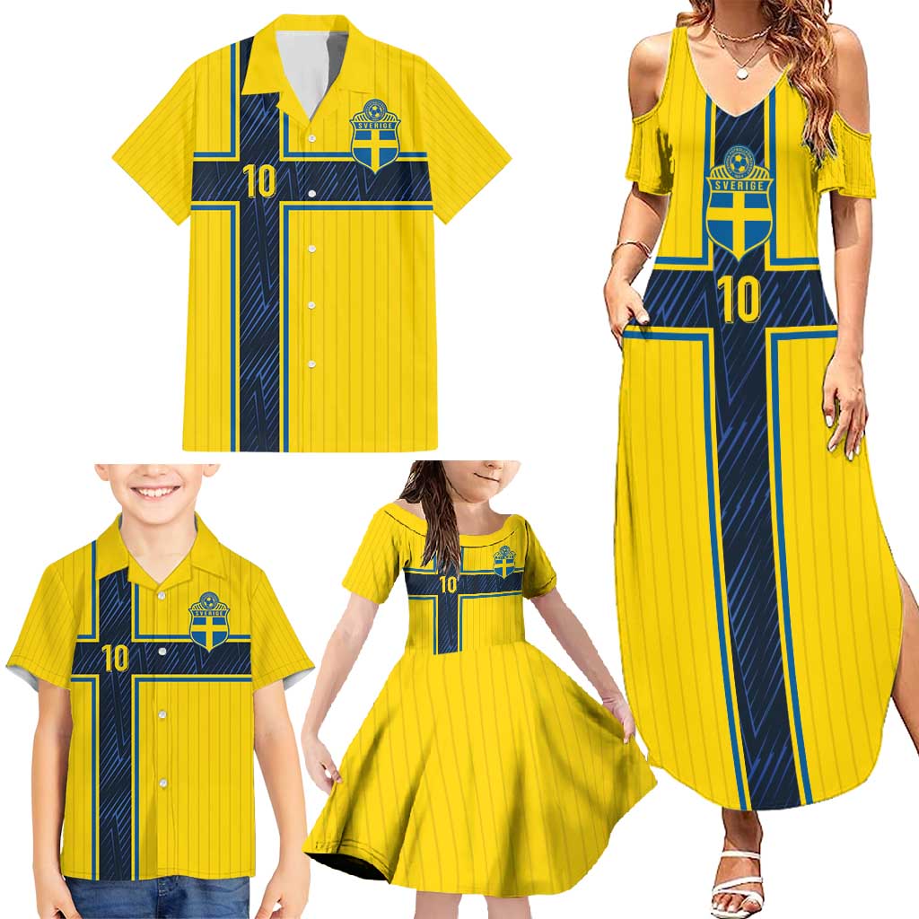 Custom Sweden National Football Family Matching Summer Maxi Dress and Hawaiian Shirt Glory The Blue and Yellow - Wonder Print Shop