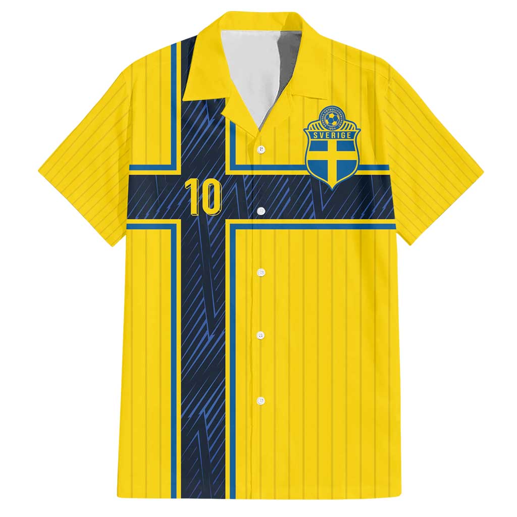 Custom Sweden National Football Hawaiian Shirt Glory The Blue and Yellow - Wonder Print Shop