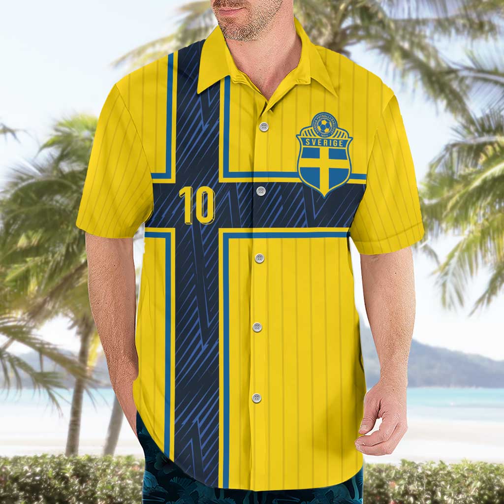 Custom Sweden National Football Hawaiian Shirt Glory The Blue and Yellow - Wonder Print Shop