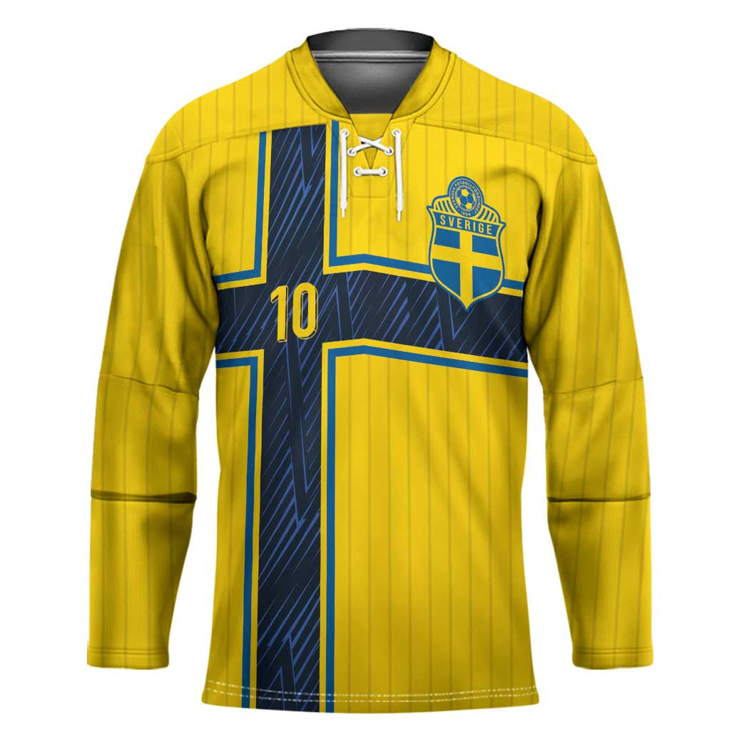 Custom Sweden National Football Hockey Jersey Glory The Blue and Yellow - Wonder Print Shop