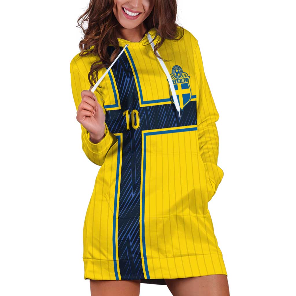 Custom Sweden National Football Hoodie Dress Glory The Blue and Yellow - Wonder Print Shop